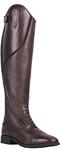 QHP Eleganter Damen Leder-Reitstiefel Tamar Adult weit (braun, numeric_41)