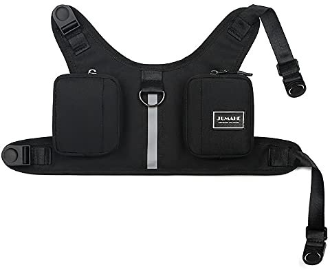 NC Hunde-Satteltaschen, strapazierfähiges Hundegeschirr, Rucksack mit reflektierendem Band, für Reisen, Camping, Wandern, mittelgroße und große Hunde (L, schwarz)