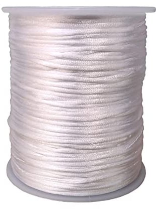 Xiezyu, filo di nylon satinato da 2,0 mm, filo per perline per braccialetti macramè, nodi cinesi, collane, creazione di gioielli, 109 metri (bianco)