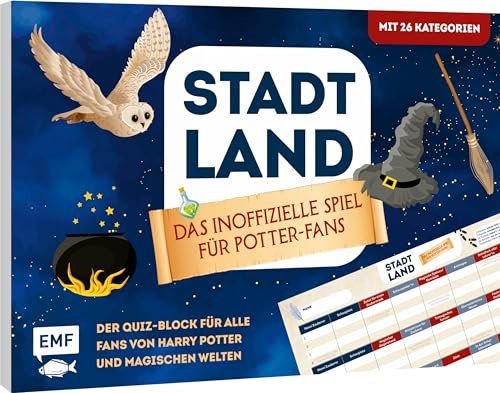 Das inoffizielle Spiel für Potter-Fans - Der Quiz-Block für alle Fans von Harry Potter und magischen Welten: Der ultimative Stadt, Land, 26 Kategorien aus der beliebten Zauberwelt - von 8-99 Jahren