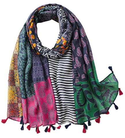 FAIRYGATE Tuch Schals Halstücher Damen Kopftuch Halstuch Tücher mit Quasten Viskose Polyamid Musselin Stola 200240
