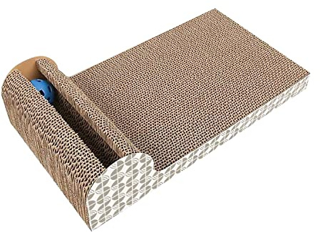 Intirilife Katzenkratzbrett Katzenspielzeug aus brauner Wellpappe mit 45.5 x 24.5 x 10.5 cm Größe - Kratzpappe zur spielerischen Beschäftigung Ihrer Katze