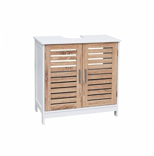 D,casa - Mueble bajo Lavabo nórdico marrón de bambú para Cuarto de baño Basic - Nordico