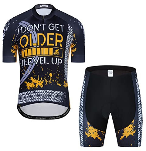 Herren-Fahrradtrikot-Set, kurzärmeliges Hemd und 3D-Kissen-Shorts, gepolsterter Anzug, Bike-Top, T16, XXX-Large
