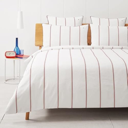 Tommy Hilfiger Bettwäsche-Set für Doppelbett, Perkal aus reiner Baumwolle, 2 Kissenbezüge ohne Spannbetttuch, (James White)