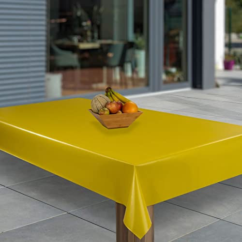 laro Wachstuch-Tischdecke Abwaschbar Garten-Tischdecke Wachstischdecke PVC Plastik-Tischdecken Eckig Meterware Wasserabweisend Abwischbar GAC, Muster:Gelb Metallic, Größe:90x90