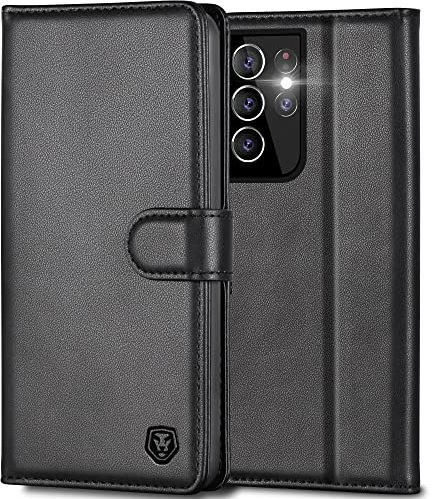 Kuafcase for Samsung S21 Ultra Case, Wallet Leather Flip Case with 4 Card Slots Magnetic Closure Kickstand Shockproof Protective Phone Case for Samsung Galaxy S21 Ultra - Black