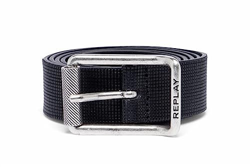 Replay Herren Gürtel aus Leder, Black 098 (Schwarz), 105
