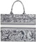 MOMEITU Modische Luxus-Tragetasche, Baumwollleinen, eine Schultertasche, Handtasche, großes Fassungsvermögen, Jacquard-Stickerei, Retro, exquisites Graffiti, Schwarz, Large