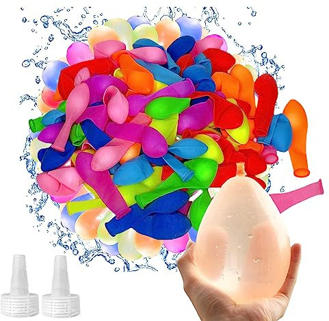 200Pcs Colorful Self Sealing Water Balloons Bombs,Easy Fill Biodegradable Latex Water Bomb Balloon with Hose Nozzle,for Boys,Girls,Adult Summer Fun Garden Party Games Splash Party Supplies Pool Toys