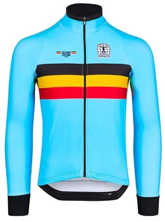 Bioracer Official Belgian Cycling Icon Tempest Radweste Winter für Herren, Blau Team Belgium, Winddicht und isolierend, Größe XS