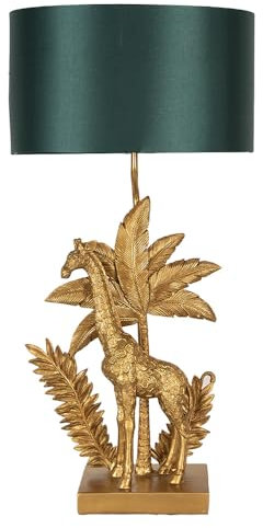 Clayre & Eef Tischlampe Giraffe 33x20x67 cm Goldfarbig Grün Kunststoff Schreibtischlampe