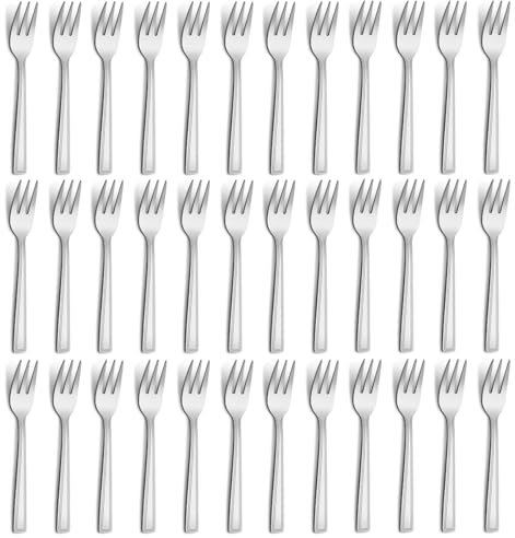 Hunnycook Lot de 36 fourchettes à dessert en acier inoxydable 15 cm Pour la maison, les fêtes, les restaurants, passent au lave-vaisselle