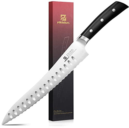 Piklohas Resharpenable Bread Knife, 10 Inch Multifunction Serrated Knife for Homemade Bread, Razor Sharp Sourdough Slicing with Innovative Wavy Edge for Efficient Cutting, Baking & Father's Day Gifts