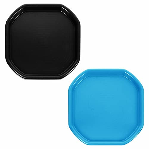 (PACK OF 2) - SMALL Mixing Tray 70cm x 70cm Plastic Tuff Tray Messy Activities Play Tray Cement Mortar Sand Plastering Fun School Play Time MIXING TRAY - (Black, Sky Blue)