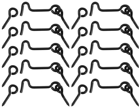 sourcing map 8 x Drehhaken für Tortüren, 5,1 cm, Kabinenhaken und Ösenschloss mit Befestigungsschrauben für Holzfenster, Türen, Schwarz