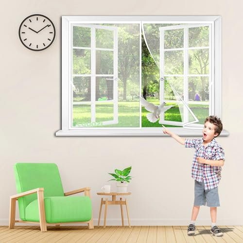 Zanzariere Finestra, 85x135cm Resistente ai raggi UV Anti insetto Zanzariera per Finestra DIY Rullo Zanzariera Finestra Avvolgente, Tela Zanzariera Porta, Tessuto Zanzariera al Metro Bianco