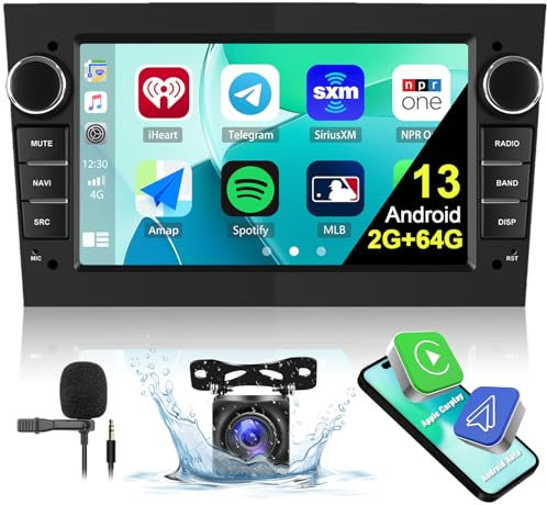 2G+64G Android 13 Car Stereo for Vauxhall Corsa Astra Vivaro Zafira Combo with Wireless Carplay Android Auto 7 Touch Screen Car Radio with Bluetooth GPS WiFi FM RDS MirrorLink Backup Camera Head Unit