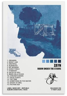 GOLLO Zayn Poster Room Under The Stairs, Musikalbum-Cover, Poster für Zimmer, Leinwand, Wandkunst, Schlafzimmer-Dekor, 30 x 45 cm, ungerahmt, Stil 4