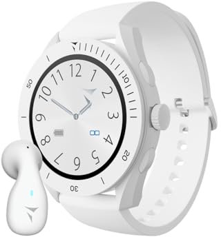 TECHMADE - Smartwatch con Chiamate Bluetooth | Auricolare Incluso | Cardiofrequenzimetro, SpO2 | Monitoraggio Sport e Sonno | Notifiche App | Funzione SOS | IP67 Resistente, Bianco, UNICA-REGOLABILE