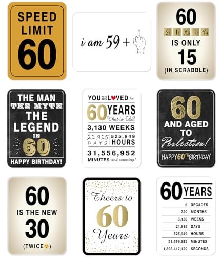 WERNNSAI 60th Birthday Decorations - 9 PCS 60th Birthday Banner Funny Signs 60th Party Centerpieces Door Wall Windows Decor 60s Birthday Decorations for Men Women Picture Props