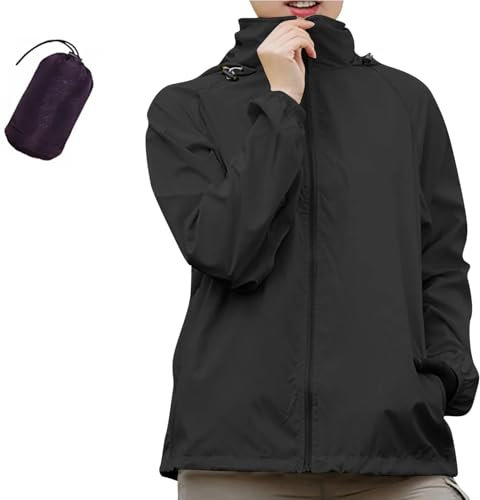 YUMIJUAN Veste-Pluie-Femme-Impermeable-Avec-Capuch,Coupe-Vent De Pluie Légère Et Pliable,Vestes De Sport Randonnée Extérieur Voyage Camping Respirant Manteau Pluie