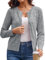 GRACE KARIN Ladies Long Sleeve Short Cardigans Summer Casual Lightweight Cropped Cardigans Sweater Vintage Shrugs S Grey