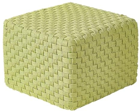 Beliani Outdoor Pouf Kunststoff grün 50 x 50 cm quadratisch handgewebt für Garten Nalli