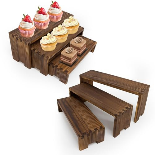 Varbonia 3-stöckige Holzständer, rechteckig, Set mit 6 dekorativen Ständern