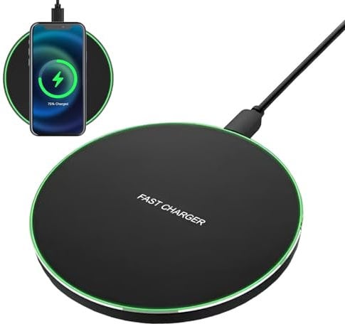 Frfik Wireless Charger - 50W/30W/15W Fast Wireless Charging Pad, 12V/9V/5V Aluminum Alloy Charging Modes, Sleep-Friendly Adaptive Light - Charger for Travel Phones