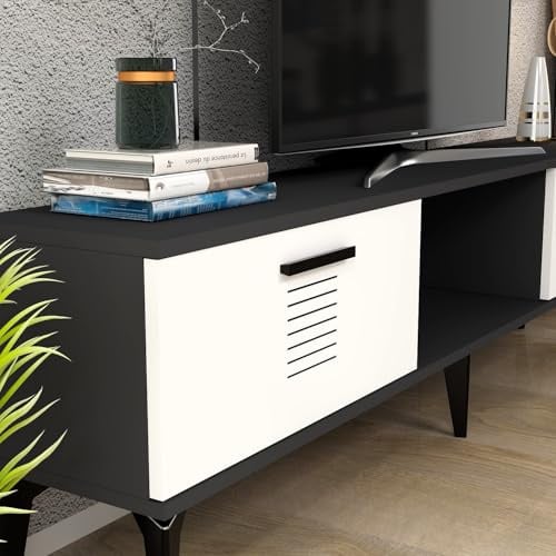 Hanah Home Soporte de televisión, Melamina, Anthracite White, Talla única