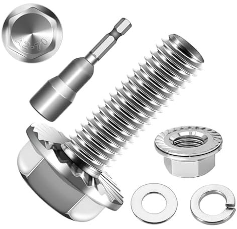 TXXATX 12 Stück M8x30mm Sechskantschrauben m6 Schrauben Set Edelstahl A2 70 Vollgewinde Außensechskan Flanschmuttern Federringe Unterlegscheiben Magnete Sechskant Stecknuss für Bauwesen Maschinen