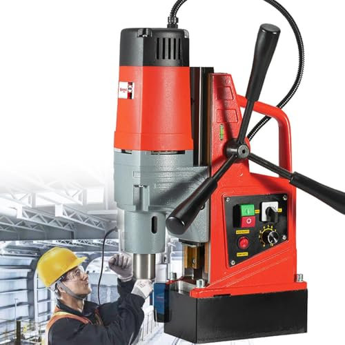 1350W Portable Magnetic Drill Press 16mm/0.6inch Boring Diameter 11500N 600r/min Forward and Reverse Tapping, Electric Drilling Machine for Metal Surfac and Home Improvement
