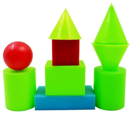 Fenteer 9-teiliges 3D-Blöcke-Set mit geometrischen Formen, Musterblöcke, Würfel, Zylinder, geometrische Form, Modell-Set für Zuhause, Grundschule,
