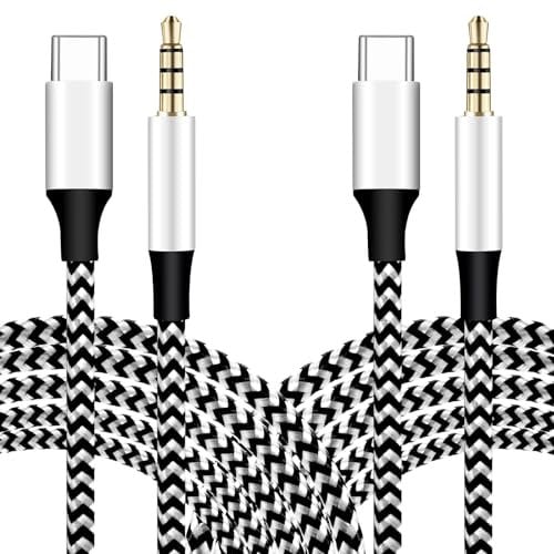 2 Pièces Cable Jack USB C vers 3,5mm, 1m USB C vers Auxiliaire Prise Jack, Cable Aux Voiture Stéréo Audio Compatible avec iPhone 16/15 Pro/Pro Max/Plus, Samsung Galaxy S22/S21/S20/Note,Xiaomi