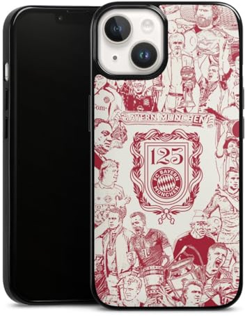 Silikon Hülle kompatibel mit Apple iPhone 14 Case schwarz Handyhülle FCB 125 Jahre FC Bayern München Offizielles Lizenzprodukt