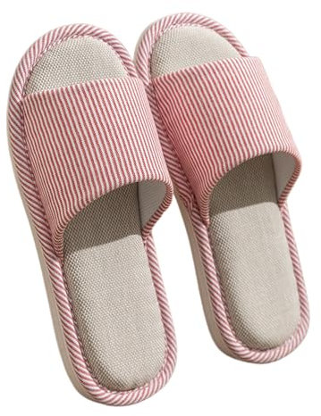 Naapesi Pantoufles De Lin,Antidérapant Femme Homme Pantoufles, Plage en Lin Chaussons,Confortable Léger (Rouge(38-39), Adulte, Femme, 38, Numérique, Système Taille Chaussures EU, Moyen)