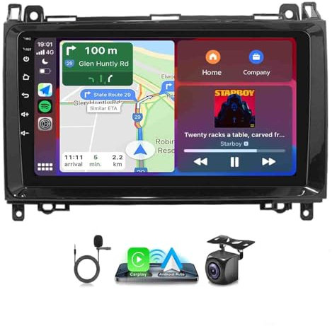LICHENGTAI 2 + 32 GB Android 13 Doble DIN Radio para Mercedes Benz Clase B W245 Clase A W169 Clase V W639 Vito Viano W906 Sprinter, 9 Pulgadas Autoradio con Carplay Android Auto