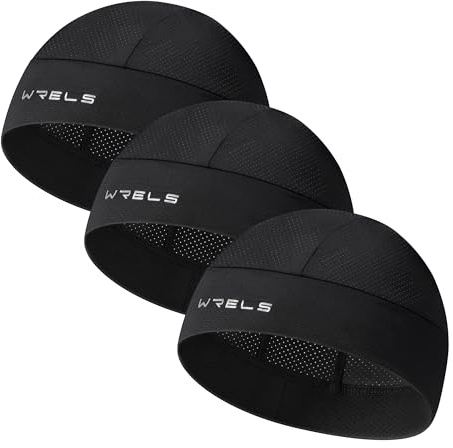 WRELS 3 Stück Cooling Fahrradmütze unter Helm,Atmungsaktiver Skull Cap | Leichter Laufmütze mit Optimaler Belüftung,Feuchtigkeitsableitend Sommer Sonnenschutz Sportmütze für Radfahren,Wandern,Laufen