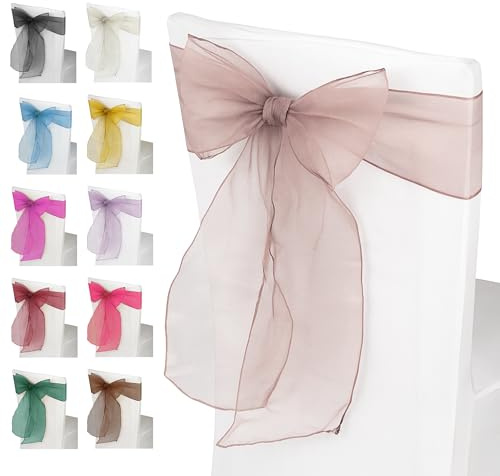 Event Decor Shop 100pcs Rose Gold Organza Chair Sashes – Wide Sashes for Fuller Bows, Ideal for Wedding, Birthday, Reception, and Anniversary Party Decorations, 17x280cm