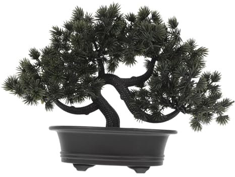 VANZACK Künstlicher Bonsai Baum Aus Realistische Kunstpflanze Mit Zementtopf Für Tischdeko Wohnzimmer Büro Und Badezimmer Pflegeleicht Und Langlebig