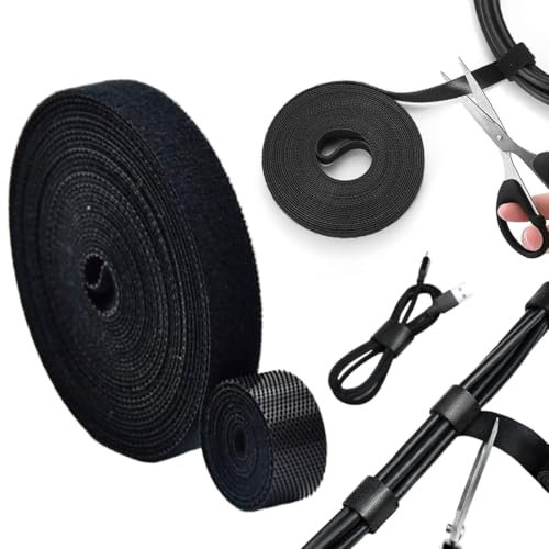 NOPKESV Fermacavi 10m, in riutilizzabili a doppia faccia per l'organizzazione dei cavi, Strappo Adesivo, Cable Management, Può Essere Utilizzato Per Cavi (10mm di larghezza) (Nero)