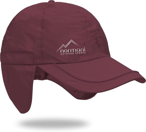 Regenmütze Cap verstellbar mit Ohrenschutz 100% Wasserdicht (S-3XL) Farbe Bordeaux Größe M/57