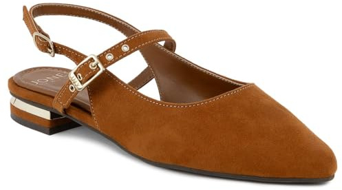 Jones New York Women’s Slingback Flats – Classic Pointed Toe Dress Shoes with Back Straps and Low Heel