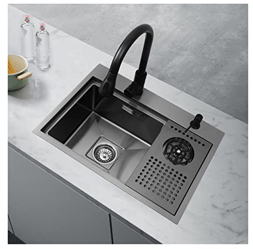 HYJAUSXB Küche Gläserspüler, Edelstahl-Tassenspüler für die Arbeitsplatte, Bar, Sprühspüler für Hotel, Café, Restaurant (Farbe: Schwarz-B, Größe: 60 x 43 21 cm)