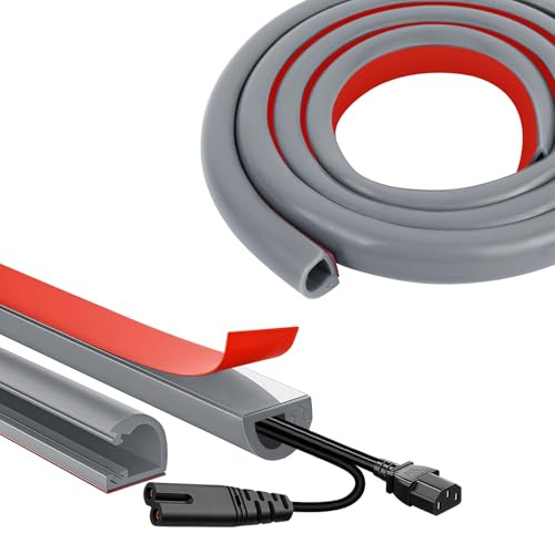 3m Cable Trunking Self Adhesive, Trunking for Electric Cables, Flexible Wire Hider for Walls, Cable Cover for Electric Cables, Trunking for Hiding Single TV Wires, Gray