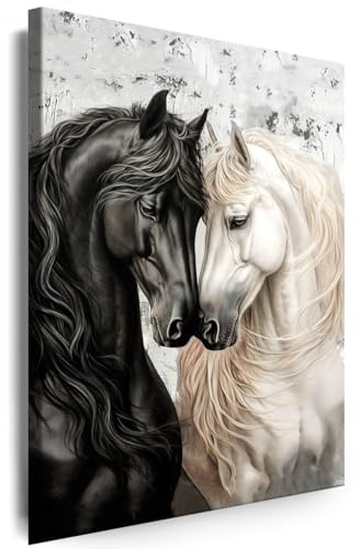 Myartstyle Leinwand Bilder Pferde Horses Tiere Natur Premium Kunstdruck Canvas Wandbilder (50x70 cm)
