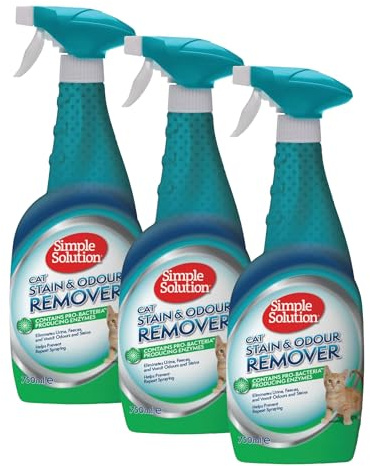 Simple Solution Cat Stain and Odour Remover, Enzymatic Cleaner with Pro-Bacteria Cleaning Power - 750ml (Pack of 3)