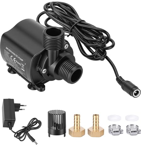 Pompa Acqua 12V, 800L/H Mini Pompa Sommersa con Controllo a 5 velocità | Configurazione Facile, altezza di mandata 5m, Portatile Pompe Immersione per Acquario Stagno Fontana idroponica
