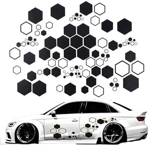 JOVYTH 52 Pezzi Adesivi Auto a Nido d'Ape Esagonali, Sticker Racing per Coprire Graffi su Moto e SUV, Decalcomanie in Vinile Personalizzate per Carrozzeria Esterna
